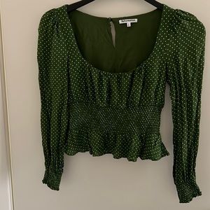 Reformation, green polkadot top